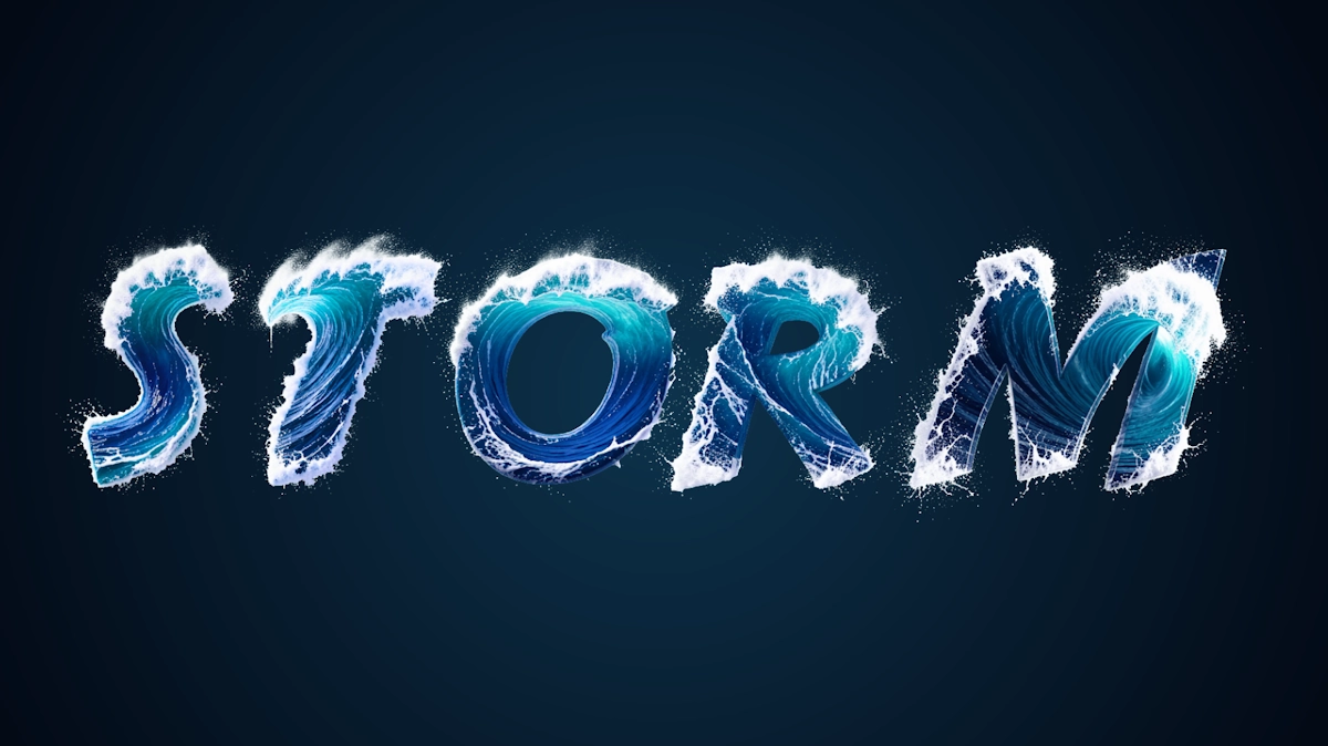 白い泡を伴う新鮮な水の3Dテキスト（海の波）