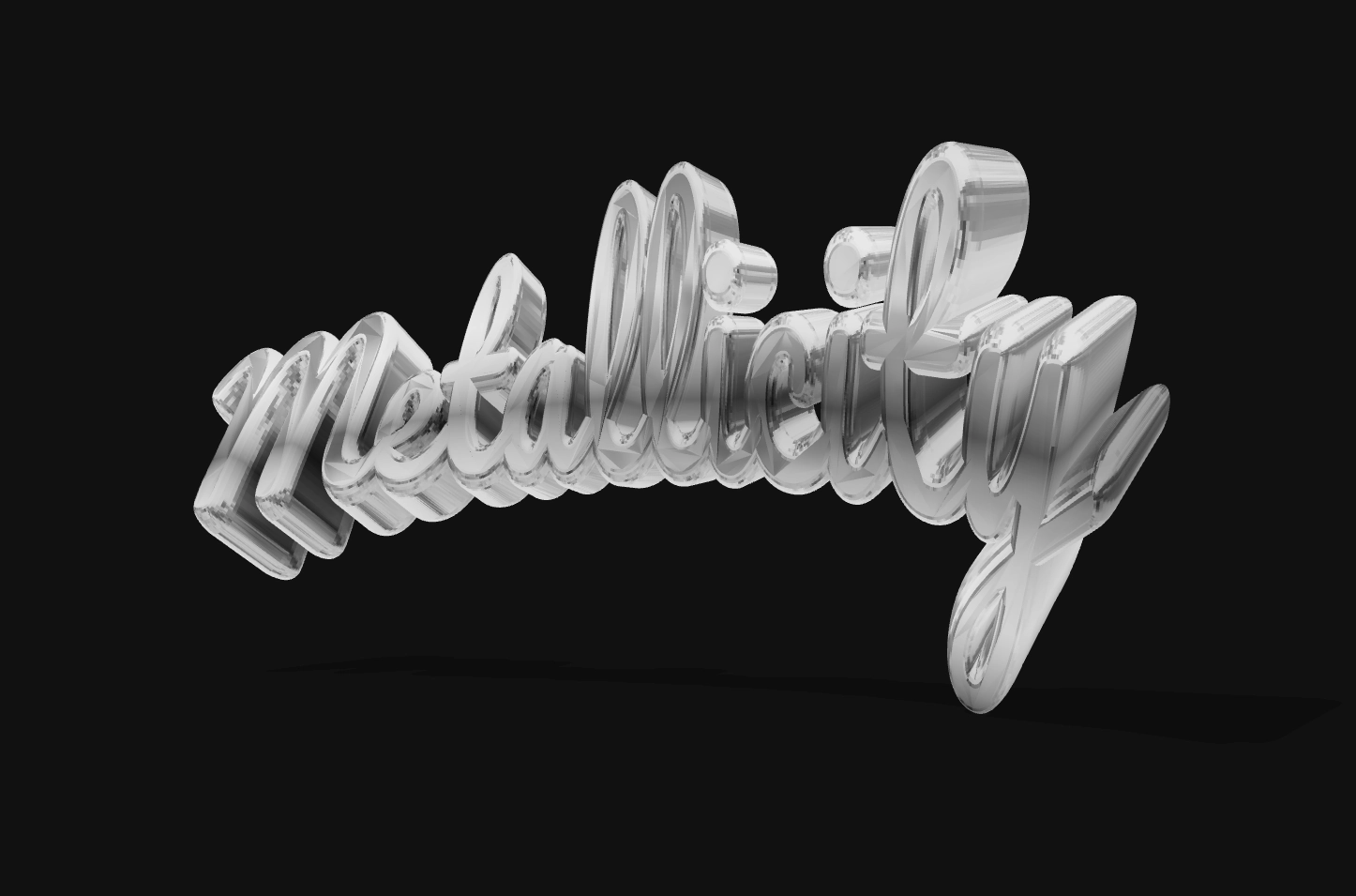 マット金属3Dテキスト。液体金属スタイルのフォント。